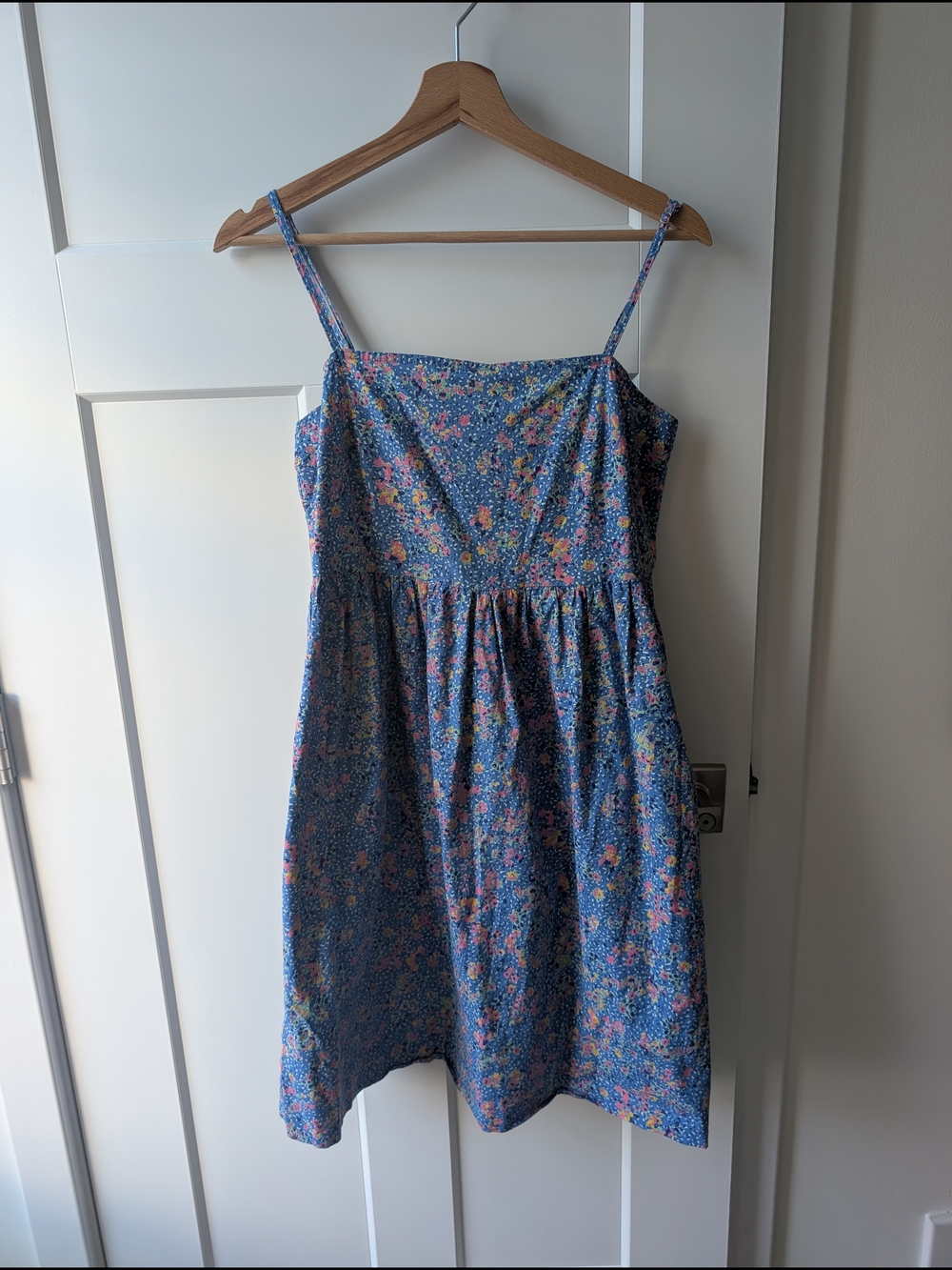 Vero Moda Blue Floral Tea Dress with Spaghetti Straps